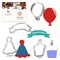 CookieCutter.com 4 Piece Birthday Cookie Cutter Set Balloon, Banner, Cupcake, Party Hat, USA